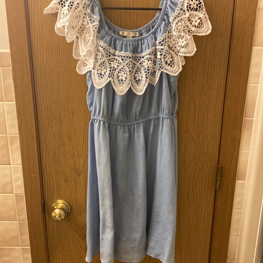 Off shoulder blue dress